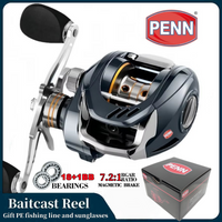 PENN Baitcast Reel,Bearing 18+1bb, Gear 7:2:1, Braking Force 15kg, Stainless Steel Bearing, Adjustable From 1 To 9 Gears