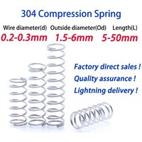 10Pcs 0.2mm/0.3mm 304 Stainless Steel Micro Small Compression Spring OD 1.5mm/2mm/2.5mm3mm/4mm/5mm/6mm,L:5mm-50mm Customizable