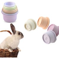 8pcs Colorful Stacking Cups Toy for Rabbits Reusable Bunny Toys Puzzle Toys for Hiding Food Playing Bunny Accessories Pet