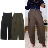 Casual Loose Pants Women High Waist Pleated Straight Long Wide Leg Trousers Female 2026 Spring Autumn Fashion Lady Bottoms