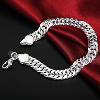 20cm Hot Classic 10MM Chain 925 Sterling Silver Bracelets for Women Man Fine Wedding Accessories Party Gifts Fashion Jewelry