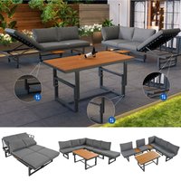 PINGGO Outdoor Garden Furniture Set With 2 Sofas and Table with Galvanised Iron Frame, Adjustable Backrests, Adjustable Table