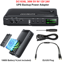 DC1036L 36W Digital UPS Uninterruptible Power Supply Anti Reverse 18650 Replaceable Battery 5V 9V12V 15V 24V Output for Router