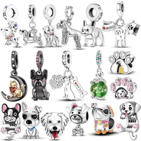 925 Sterling Silver Dog Charms Beads Fit Original Bracelets Bag Keychain Charms Beads Pendant Diy Women Jewelry Gift