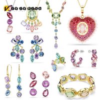 Original Sparkling High Jewelry Set 2026 Luxurious Cut Teardrop Crystal Necklace Earrings Bracelet Ring for Women Party Gift