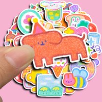 40 Pcs Crayon-Style Sweet Cartoon Stickers - Food & Cute Bunny Decals for Journals Water Bottle Decor LanLanStickersWorld Store