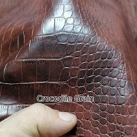 Tissu en similicuir PU grain crocodile bicolore rouge vin 0,6 mm, toucher doux, avec support en tissu, matériau DIY pour veste et jupe