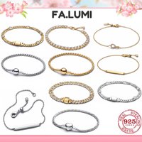 2026 New Model 925 Pure Silver Glittering Round Heart-shaped Eternal Tennis Chain Handmade Bracelet for Ladies DIY Jewelry Gift