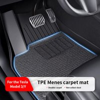 6PCS Floor Mats for Tesla Model Y highlad3 Double Layer 3D TPE Menis Carpet Velvet Waterproof Washable Two Layers Car Floor Pads