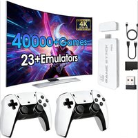 Wireless Retro Game Console, 40000+Games and 23 Emulators, Plug and Play 4K HD HDMI TV Game Stick, with Dual Wireless Controller