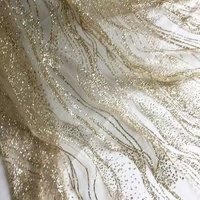 1 Yard 150cm wide High-quality gold silver shimmering wave glitter hot stamping wedding net lace dress fabric garment material