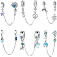 925 Sterling Silver Light Bulb Owl Windmill Rainbow Heart Safety Chain Charm Fit Original Bracelet Pendants DIY Women Jewelry