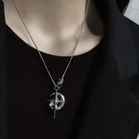 Fashion Shine Crystal Star Pendant Necklace for Girl Women Chains Personality Aesthetic Design Necklaces Y2k Jewelry