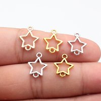 WYSIWYG 40pcs Trendy Pendants 15x12mm Hollow Star Connector Charms 5 Colors For DIY Jewelry Making Zinc Alloy Charms