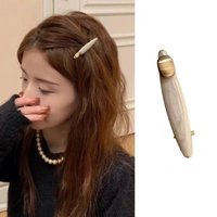 2Pcs Vintage Oval Hair Barrettes For Women Resin Metal Hair Clips Elegant Minimalist Hair Accessory For Side Bangs & Daily Hairs