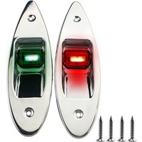 1 Pair Stainless Steel Red&Green 12V Navigation Light Marine Warning Lamps