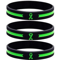 1pc/2pcs Green Awareness Ribbon thin line rubber bracelet silicone wristband