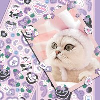 MOHAMM 12 Sheets Shiny Laser Kawaii Cartoon Stickers for Photocards Collage DIY Craft Projects Art Supplies