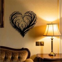 Elegant Black Heart Wall Art - Iron Tree Branch Decor for Modern Minimalist Home, Perfect Gift for Bedroom and Valentine’s Anniv