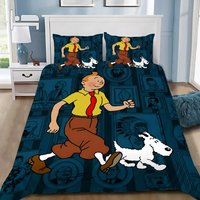 Duvet Cover Pillowcase Bedding Set The Adventures of Tintins Adult Boy Girl Bedroom Decoration Children Gift Single Double Large
