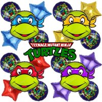Teenage Mutant Ninja Turtles Balloons 5pcs Set New Cartoon Aluminum Foil Balloon Anime Balloons Party Decoration Props Kids Gift