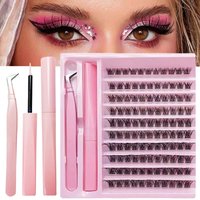 DIY Lash Clusters Extension Kit 110 Pieces Wispy D-Curl False Eyelash Clusters Bond Individual Lashes Kit for Eyelash Extension