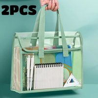 File Bag Waterproof Handheld Study Bag Large Capacity Portable Transparent Handheld Folder Expandable A4 Letter Size File Pouch