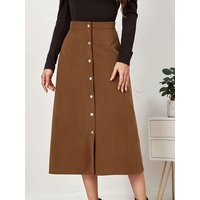 Dark brown Elegant woven half skirt for women plus size high waist A-line skirt casual business women's skirt Dark brown