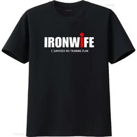 AliExpress EWERIYIN Ironwife T Shirt Triathlon Support for Triathlete Swim Bike Run Top Funny Tri Humor I Survived His Training Plan vintage