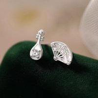 Silver Plated Neo-Chinese Style Zircon Asymmetric Stud Earrings for Charm Women Classic Fine Jewelry Accessories