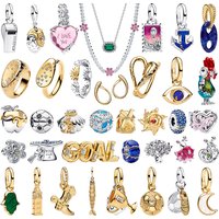 New 925 Silver Pave Charm Bead Pendant Necklace Ring Whistle Earrings Moon Apple Soccer Cowboy Eye Gem DIY Bracelet Fine Jewelry