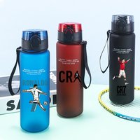 Football Cristiano Ronaldo Water Cup Portable 650ml Large Capacity Sports Plastic Drinking Bottle with Handle for Children Adult