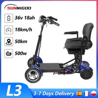 SUNNIGO 4-wiel elektrische mobiliteits scooter met dubbele 500W motor, 36V 18Ah lithium batterij, lichtgewicht, opvouwbaar, lange actieradius 50km