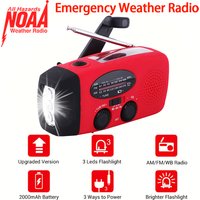 2000mAh AM/FM Radio with LED Flashlight Portable Outdoor Camping Radio Solar Hand Crank Rechargeable Radio SOS Emergency Lights