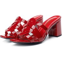 New Classic Summer Women's High Heel Slippers Trend Fashion Genuine Leather Women's Slippers Brand High Heel Fish Mouth Shoes