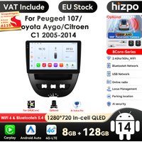 Autoradio Android avec Écran Intelligent, Lecteur Vidéo pour KIT 107, Toyota Aygo, Cristaux en C1, GPS, Carplay Auto, 4G RDS, 2Din