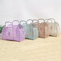 2pcs Foldable Mesh Portable Plastic Bathroom Laundry Basket Assemble Wash Basket