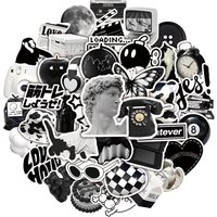 50 Black And White Ins Style Graffiti Waterproof Stickers For Notebook Helmet Decal Sticker Story Store