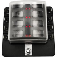 8-Ways Car Blade Fuse Block Box ATC/ATO Holder With Red Warning LED PC Protection Cover DC12V 32V Automatic for Car Truck Boat
