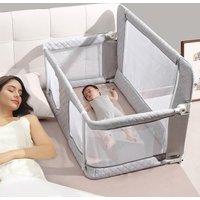Bedside Sleeper, Sleeper Crib, All-Round Mesh Baby Bedside Crib,Convertible Cosleeping Baby Bed Attach to Bed(Light Grey)