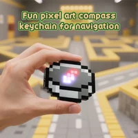 3D Kids Rechargeable Pixel Compass Keychain Creative Cartoon Backpack Key chain Simple Design Game Periphery Toys Birthday Gifts