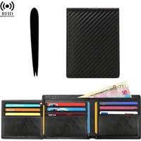 Rfid Wallet Men Carbon Fiber Slim Trifold Credit Card Holder Money Bags Big Capacity Id Cardholder Mans Wallet Cartera Hombre