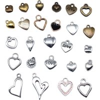 20pcs Antique Bronze Silver Color Pendants Making DIY Handmade Tibetan Finding Jewelry Hollow Heart Charms For Jewelry Making