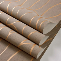 European Non-Woven Fabric Wallpaper Modern Non-Self-Adhesive Wallpaper Curve Stripe Bedroom Living Room TV Background Homr Decor