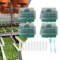 4pcs Small Greenhouse With Air Vent 12 Compartments Indoor Greenhouse Propagation Greenhouse Nursery Box Set