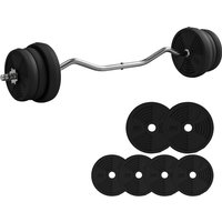PINGGO 25kg Barbell Set, Adjustable Weights with Curl bar and Non-Slip Handle, for Women and Men Weight Lifting Training