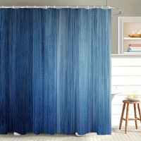 Waterproof Blue Shower Curtain Vertical Stripe Bathroom Liner 180x180cm Shower Curtain for Home Decor