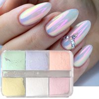6 Colors Aurora Nail Powder Pearl White Pink Blue Chrome Pigment Moonlight Effect Iridescent Mirror Nail Glitter Dust Decor
