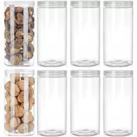 8Pcs Clear Storage Jar Plastic Sealed Jars For Candy Dried Fruit Seasoning Honey Empty Cosmetic Containers Kitchen Organizers