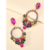 Vintage Bohemian Geometric Big Pendant Drop Earrings for Women Luxury Shiny Glass Decor Sexy Elegant Jewelry Fashion Accessories